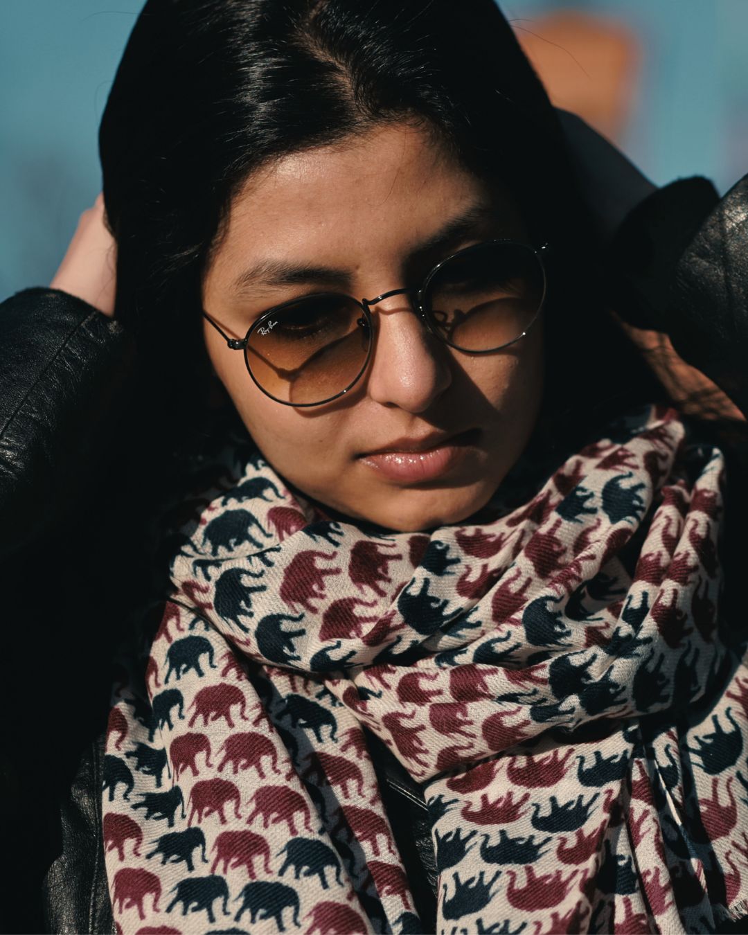 Fine Wool Scarf – Elephant Print