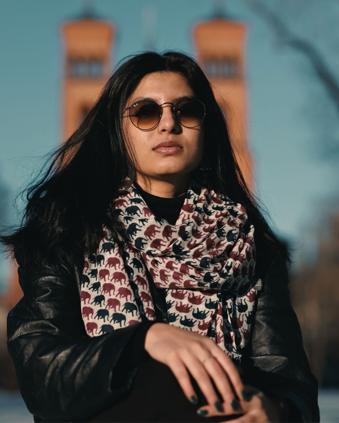 Fine Wool Scarf – Elephant Print