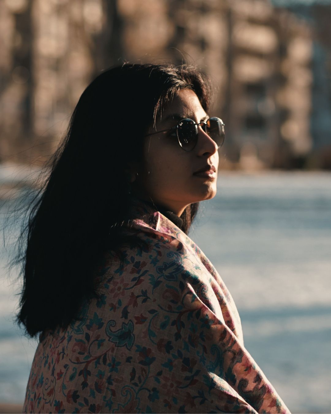 Fine Wool Shawl – Pastel Floral Weave