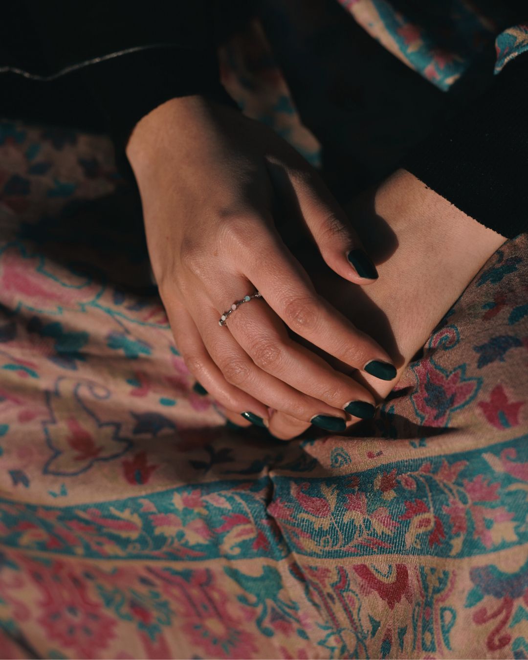 Fine Wool Shawl – Pastel Floral Weave